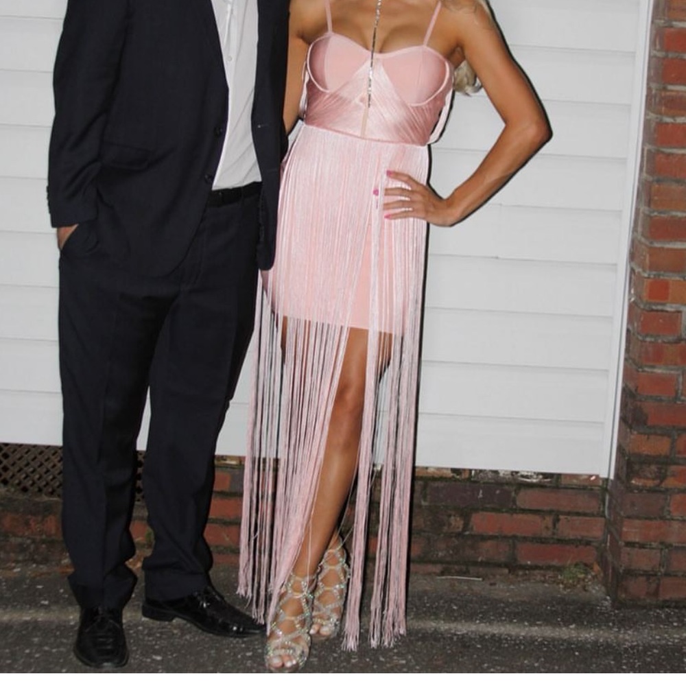 Pink fringe cocktail dress